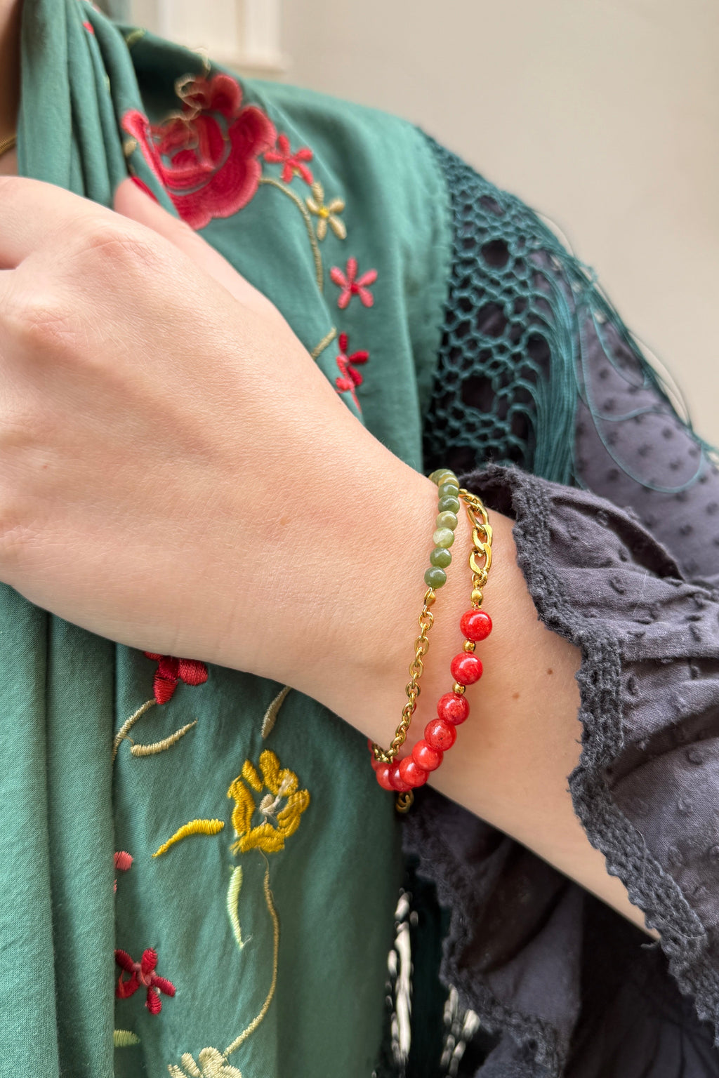Pulsera bolas verde
