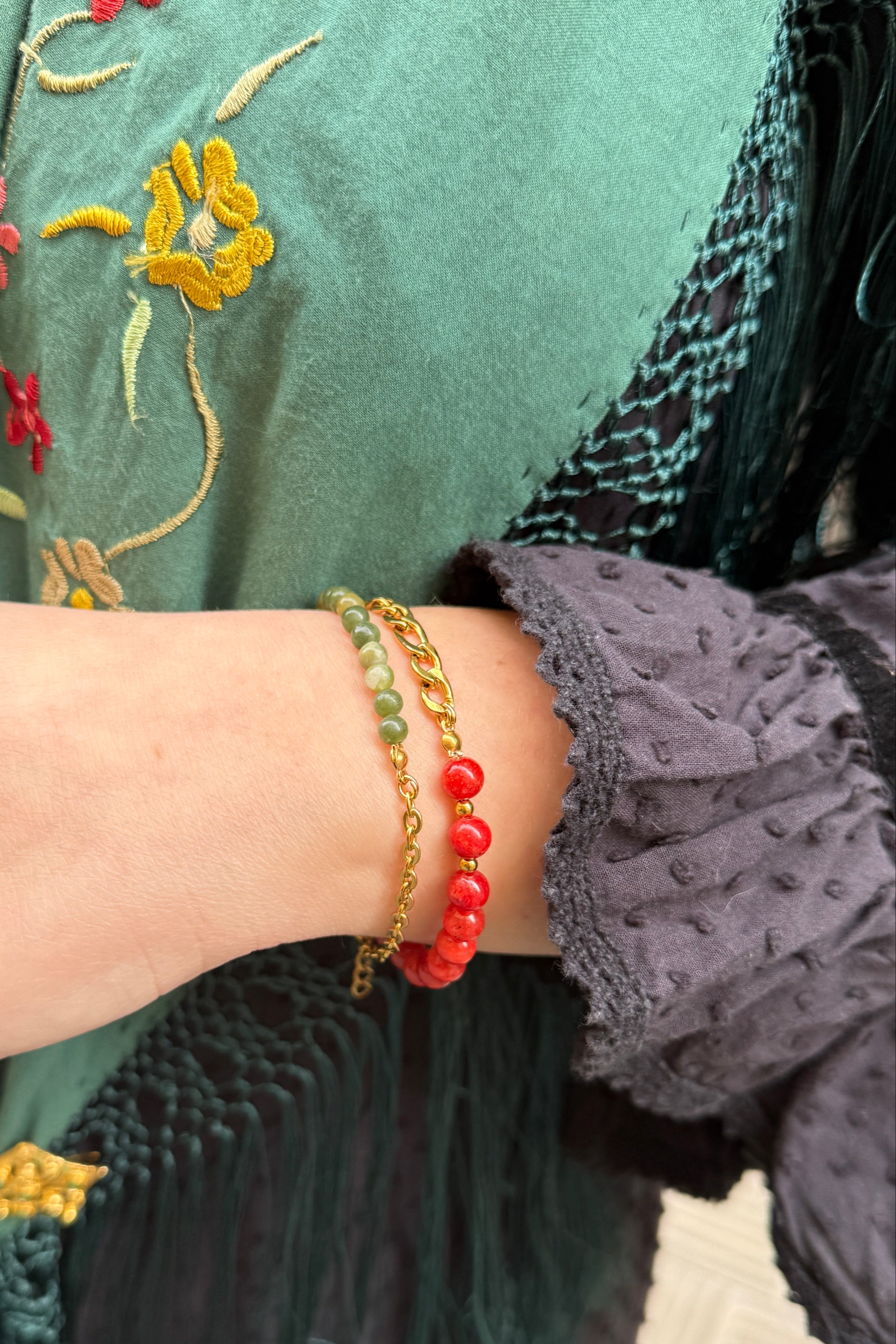 Pulsera bolas verde