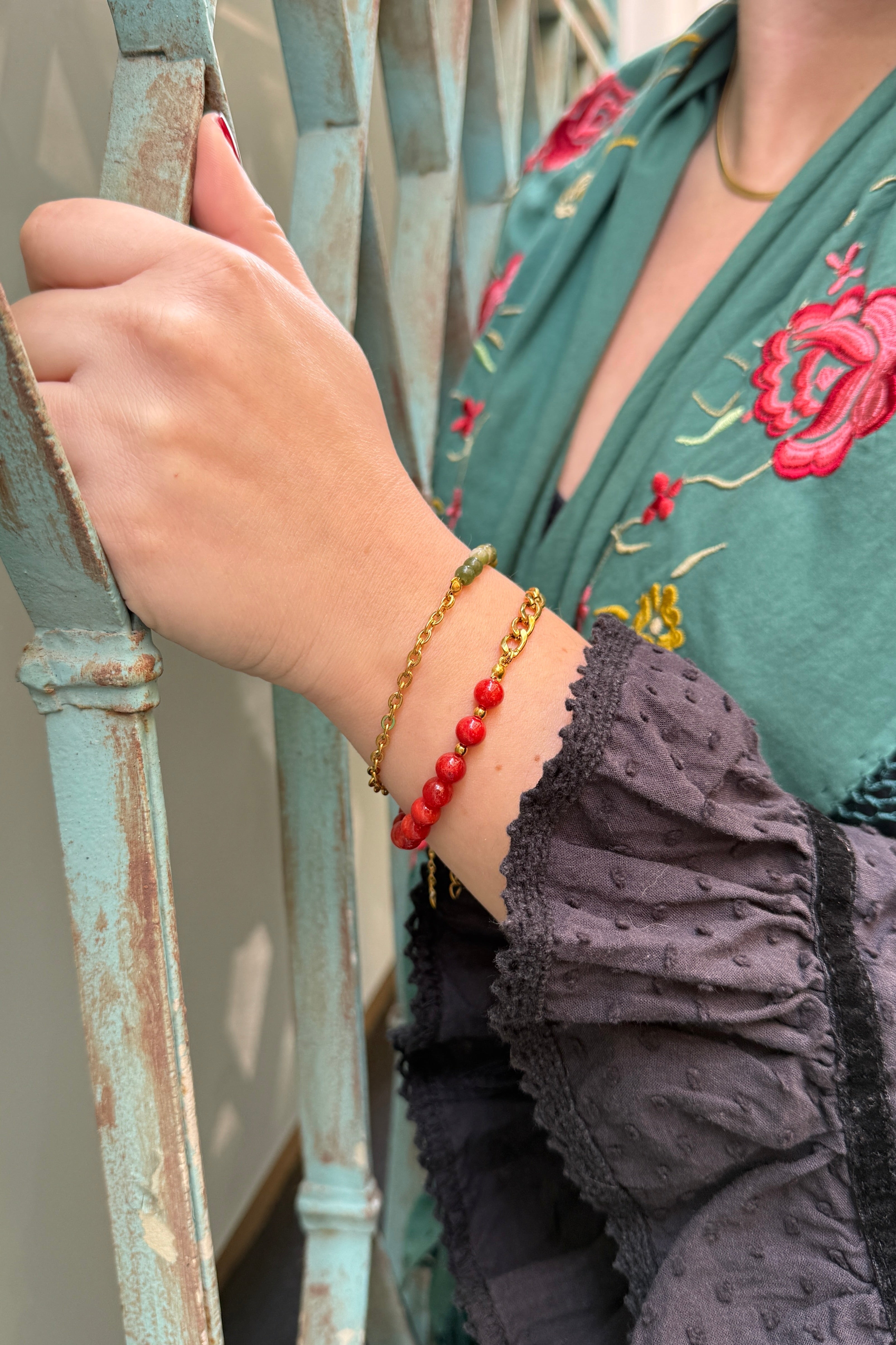 Pulsera bolas verde