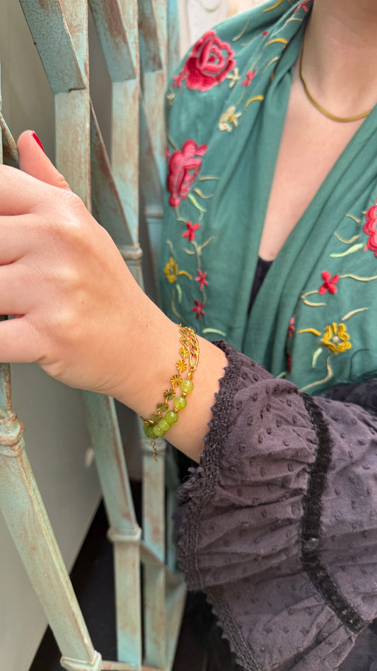 Pulsera bolas verde claro